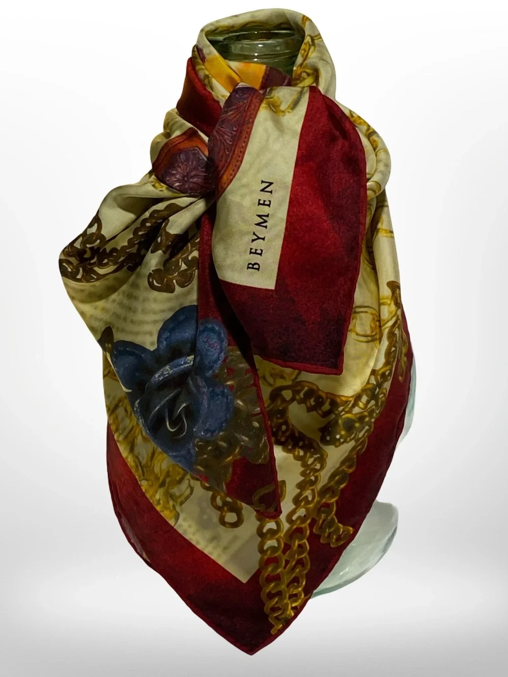 Designers Originals Red & Cream Chain-Print Silk Scarf